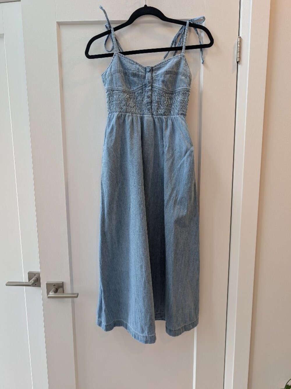 GAP Organic Cotton Denim Corset Midi Dress Light Indigo XXS
